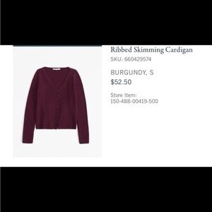 Abercrombie Ribbed Skimming Cardigan - Burgundy Small